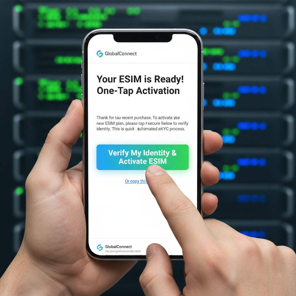 Recepción del enlace de verificación eKYC para la activación de eSIM